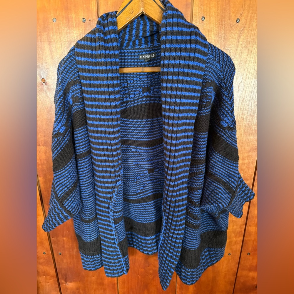 Express Black and Blue Express Knit Sweater